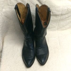 J. CHISHOLM BLACK LEATHER WESTERN BOOTS
